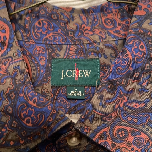 JCREW Mens Paisley Dress Shirt Pattern Men Floral Dress Shirt,Green Blue Rust - Picture 3 of 4